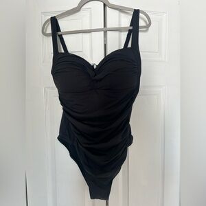 Eco Essentials Twist Front One Piece
 Black Swimsuit